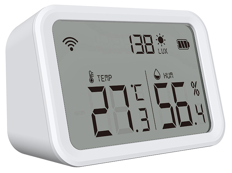 Luminea Home Control  3in1-WLAN-Sensor für Temperatur, Luftfeuchtigkeit und Helligkeit 